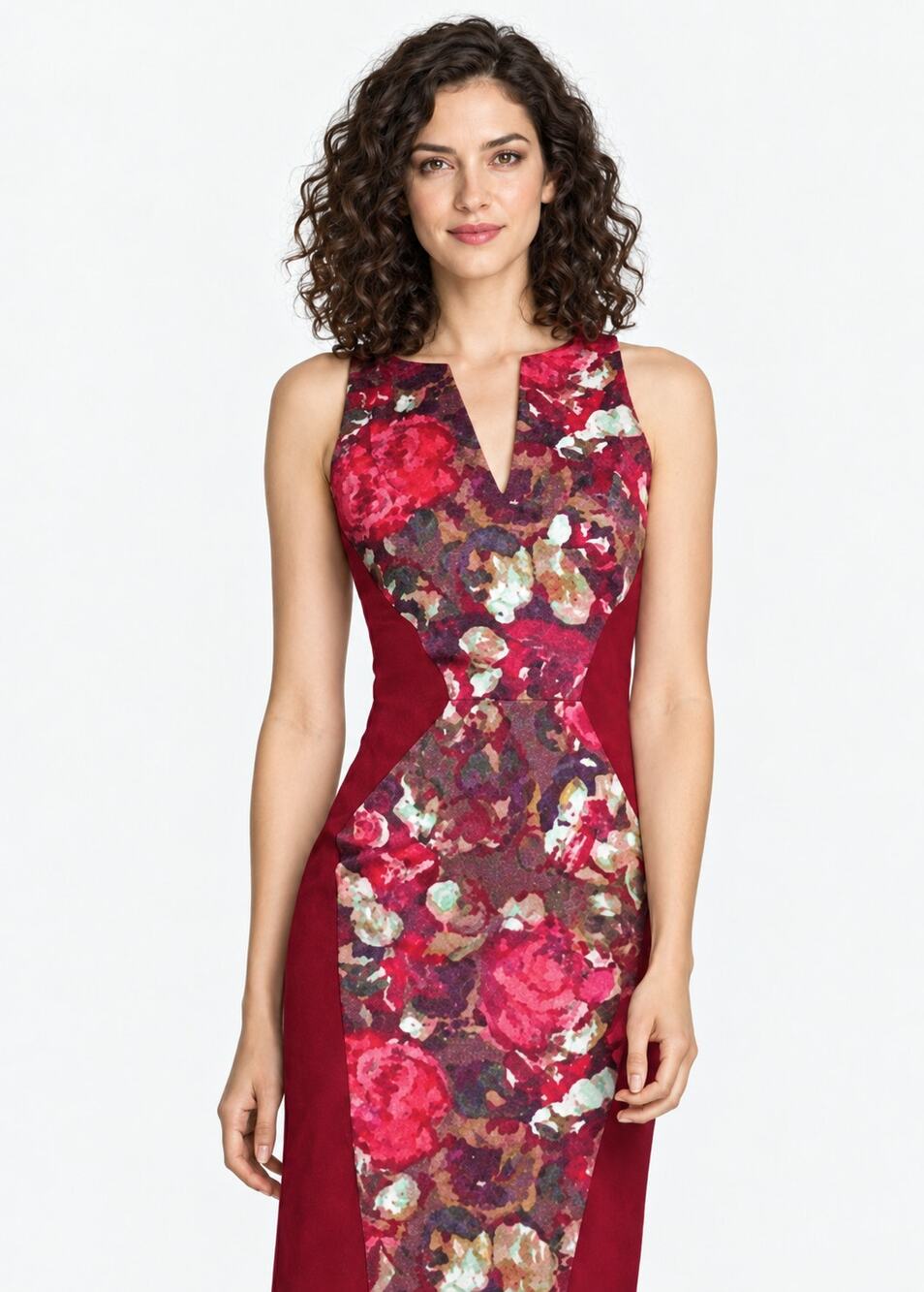 Black Halo Sadie Floral Panel Sheath Dress Size 4 Burgundy Red NWT